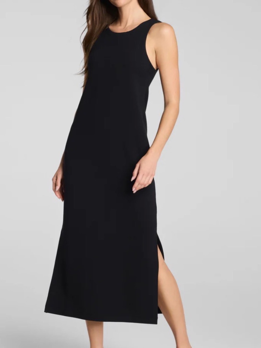 Sugar lips Sleeveless Black Midi Dress with Side Slit